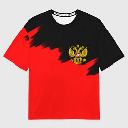 Футболка оверсайз женская Россия красные краски, цвет: 3D-принт