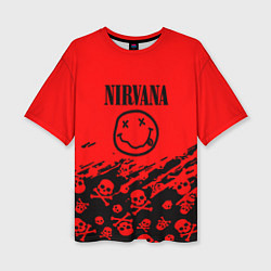 Футболка оверсайз женская Nirvana rock skull, цвет: 3D-принт