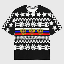 Футболка оверсайз женская Rusiia winter pattern, цвет: 3D-принт