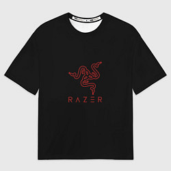 Женская футболка оверсайз Razer red logo