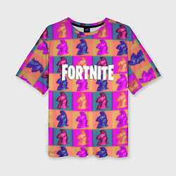 Женская футболка оверсайз Fortnite logo pattern game