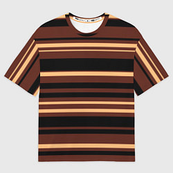 Женская футболка оверсайз Полосатый коричневый