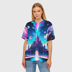 Футболка оверсайз женская Сказочный город - пейзаж, цвет: 3D-принт — фото 2