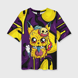 Футболка оверсайз женская Зомби Пикачу и желтые пятна, цвет: 3D-принт