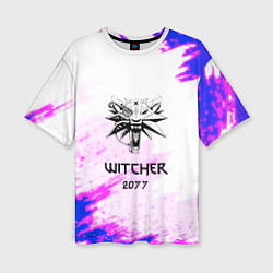 Женская футболка оверсайз The Witcher colors neon