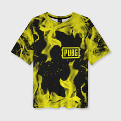 Женская футболка оверсайз PUBG жёлтый огонь