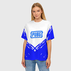Футболка оверсайз женская PUBG синие краски, цвет: 3D-принт — фото 2