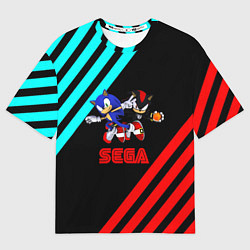 Женская футболка оверсайз Sonic sega geometry