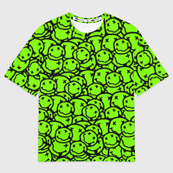 Женская футболка оверсайз Nirvana green logo smile