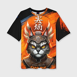 Футболка оверсайз женская Cat samurai, цвет: 3D-принт