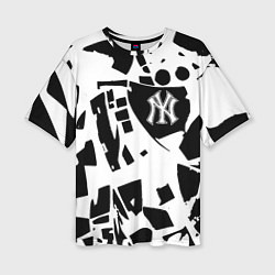 Футболка оверсайз женская New York yankees - abstraction, цвет: 3D-принт