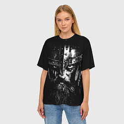 Футболка оверсайз женская Суровый викинг в железном шлеме, цвет: 3D-принт — фото 2