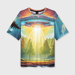 Женская футболка оверсайз UFO In The Forest