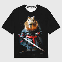 Футболка оверсайз женская Капибара ниндзя с катаной, цвет: 3D-принт
