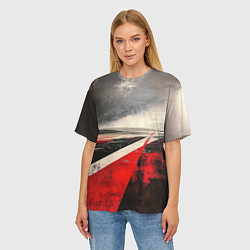 Футболка оверсайз женская Футуристичный пейзаж в ретро стиле, цвет: 3D-принт — фото 2