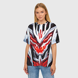 Футболка оверсайз женская Абстрактный красный кибер демон, цвет: 3D-принт — фото 2