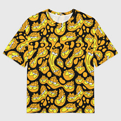 Женская футболка оверсайз Гарфилд паттерн