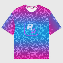 Женская футболка оверсайз Rock star neon