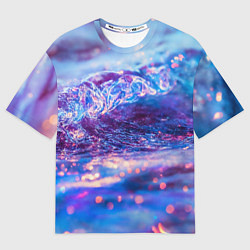 Женская футболка оверсайз Сине-фиолетовая волна