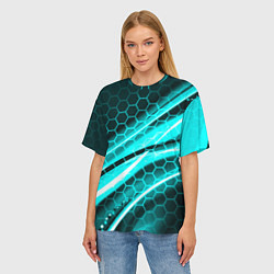 Футболка оверсайз женская Неоновая броня абстракция, цвет: 3D-принт — фото 2
