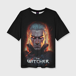 Футболка оверсайз женская Ведьмак с красными глазами, цвет: 3D-принт