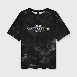 Футболка оверсайз женская Warhammer 40000 space marine 2 black logo, цвет: 3D-принт