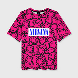 Футболка оверсайз женская Nirvana pink logo, цвет: 3D-принт