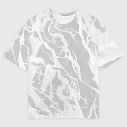 Женская футболка оверсайз Светлый серый абстракция