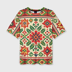 Женская футболка оверсайз Славянский узор и орнамент