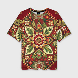 Женская футболка оверсайз Русские классические узоры и орнамент