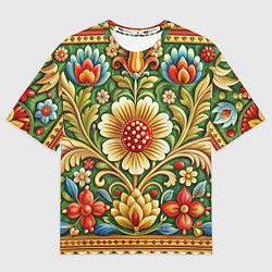 Женская футболка оверсайз Стиль советского ковра узоры и орнамент