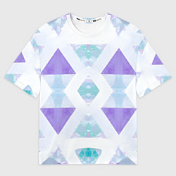 Женская футболка оверсайз Нежная геометрическая абстракция голубоватая