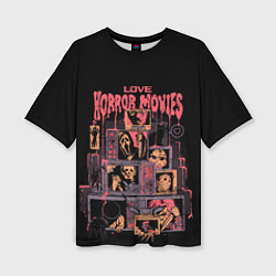 Женская футболка оверсайз Love horror movies
