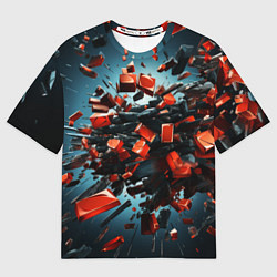 Женская футболка оверсайз Геометрический взрыв пластин