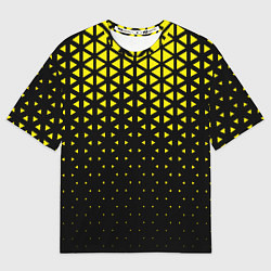 Футболка оверсайз женская Геометрический градиент - чёрно-жёлтый, цвет: 3D-принт