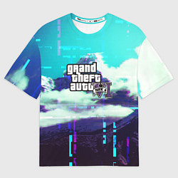 Женская футболка оверсайз GTA6 glitch pattern