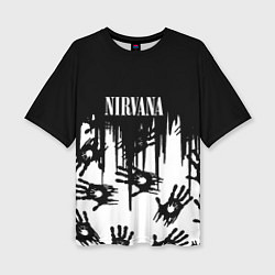 Женская футболка оверсайз Nirvana rok hand