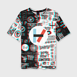 Женская футболка оверсайз Twenty one pilots glitch pattern