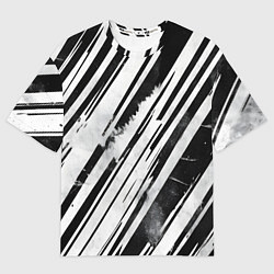 Женская футболка оверсайз Платиновые и черные полосы