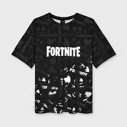 Женская футболка оверсайз Fortnite pattern black