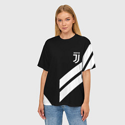 Футболка оверсайз женская Juventus line white, цвет: 3D-принт — фото 2