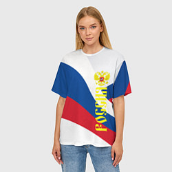 Футболка оверсайз женская Флаг России, паттерн, цвет: 3D-принт — фото 2
