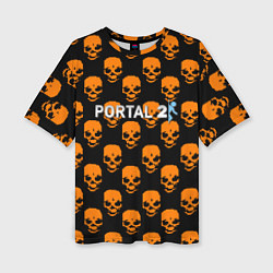 Женская футболка оверсайз Portal skull pattern