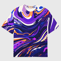 Женская футболка оверсайз Разноцветная абстракция разводов