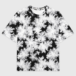 Женская футболка оверсайз Снежинки на стекле