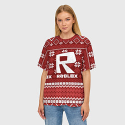 Футболка оверсайз женская Новогодний свитер ugly Roblox, цвет: 3D-принт — фото 2
