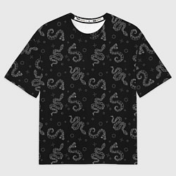 Футболка оверсайз женская Геометрические змеи паттерн, цвет: 3D-принт