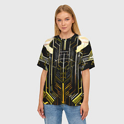 Футболка оверсайз женская Gold lines on a black background, цвет: 3D-принт — фото 2