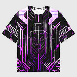 Футболка оверсайз женская Purple lines on a black background, цвет: 3D-принт