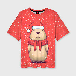 Футболка оверсайз женская Милая рождественская капибапра, цвет: 3D-принт